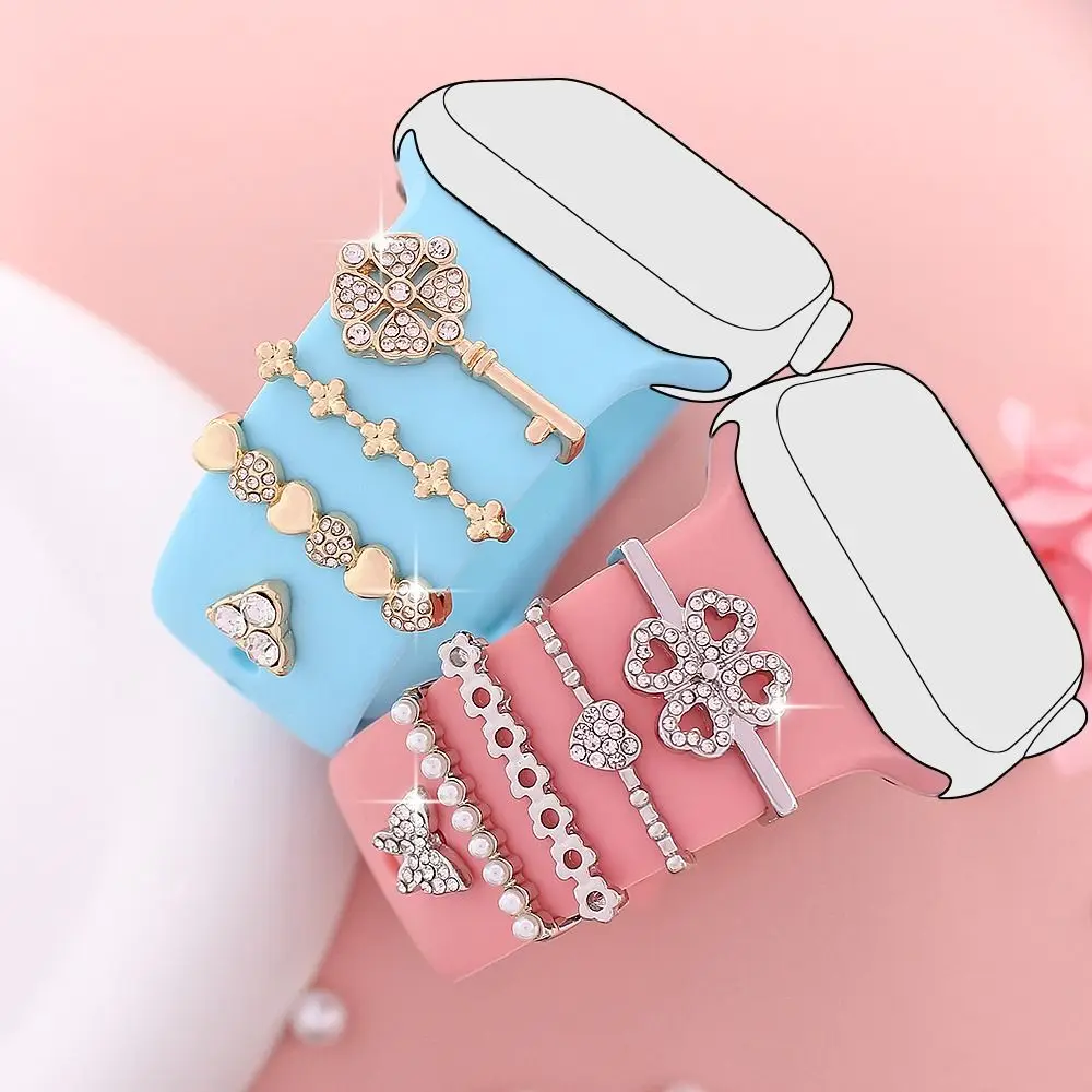 다이아몬드 스트랩 장식 반지 시계 밴드 쥬얼리 금속 매력 장식 액세서리 애플 시계 밴드에 대한 패션 팔찌 장식