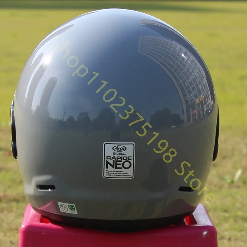 RAPIDE NEO Fiberglass Japanese Mode Full Face Helmet,For Harley Motorcycle And Cruise Motorcycle Protective Helmet,Bright gray