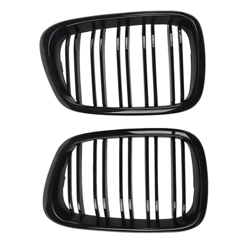 Glossy Black Front Hood Kidney Grille Grill Dual Line for BMW E39 5-Series 525 528 1995-2004 51137005837 51137005838