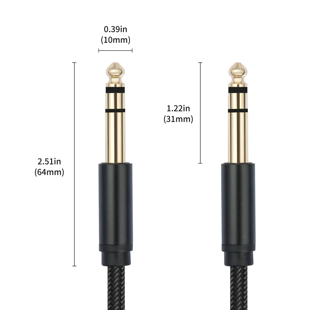 6.35mm TRS Male to Male Gold Plated Stereo Audio Cable 3 Meter for Audio For Mixer Electric Guitar Powered Speaker