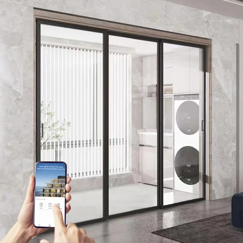 Frameless Smart Glass Sliding Electric Door System Commercial Sensor Magnetic Levitation Automatic Glass Sliding Door Opener