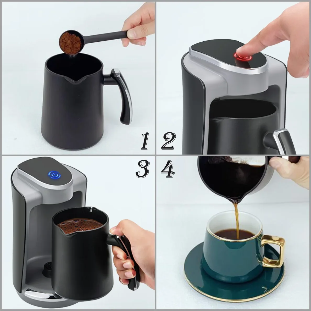 250ml Mocha Coffee Maker Household Automatic Turkish Coffee Machine Cordless Electric Pot EU Plug 220~240V 400W Portable Travel