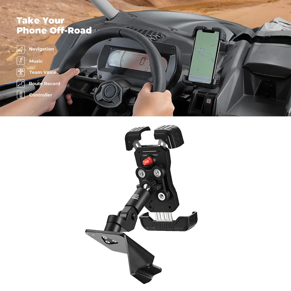 

Shockproof Fits 4.7-7” Phone Bracket Holder For Can-am Maverick X3 Max R RR 4x4 XMR XDS XRC Turbo 2017+ Aluminum 360° Rotation