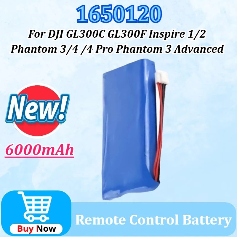 

Upgraded 7.4V 6000mAh 1650120 Remote Control Battery for DJI GL300C GL300F Inspire 1/2 Phantom 3/4 /4 Pro Phantom 3 Advanced