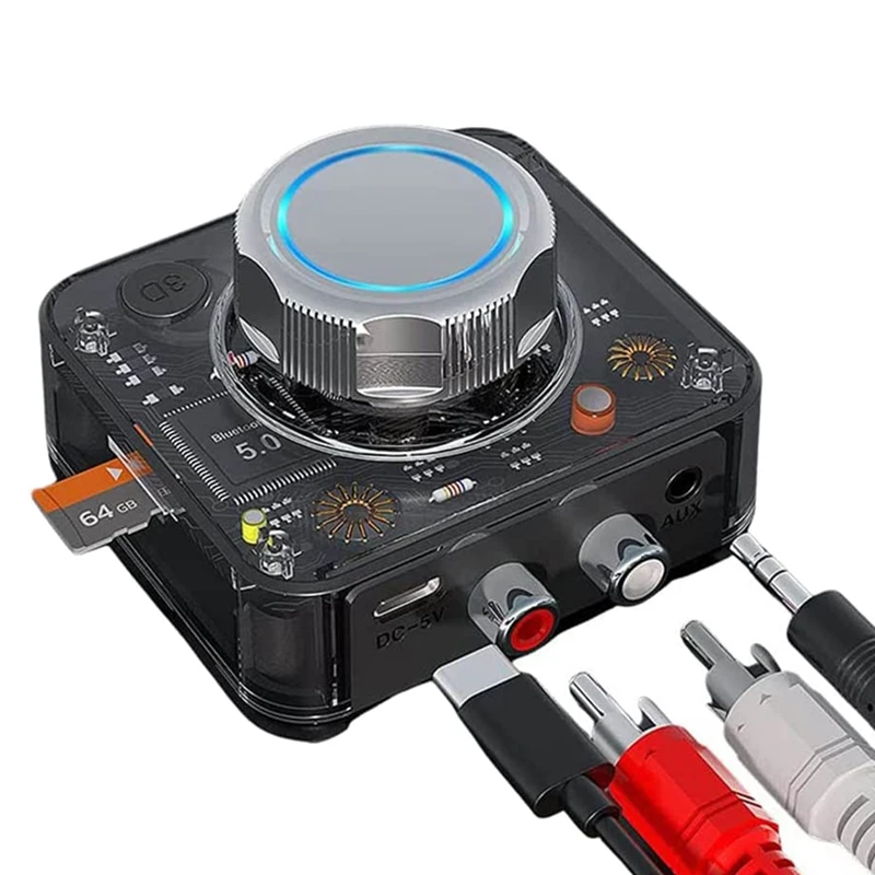

XB-Bluetooth 5.0 Аудиоприемник 3D Стерео Беспроводной адаптер TF-карта RCA 3,5 мм 3,5 AUX Разъем для автомобильного проводного динамика Наушники