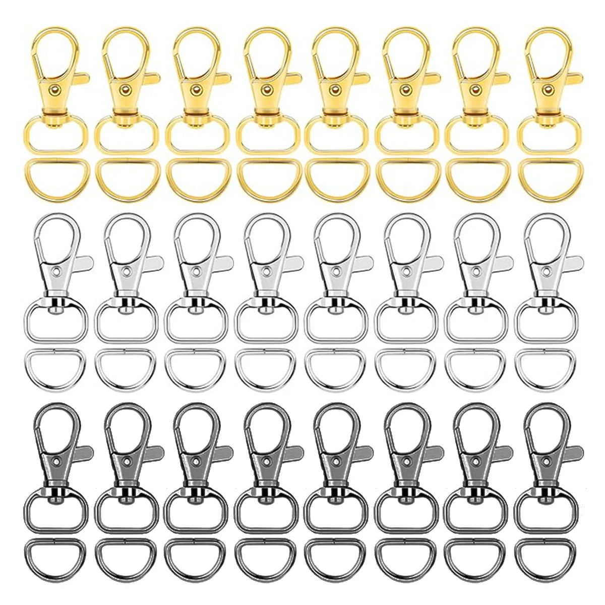 10/30 Set Keychain Hooks with D Ring for Purse Hardware Sewing Projects Keychains Making Bags Accessories DIY Crafts Gifts