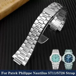 For Patek Philippe Nautilus Hand Watch Band Steel 5711 5726 Precision Steel Male Watch Chain With Raised Mouth 25-13mm Straps