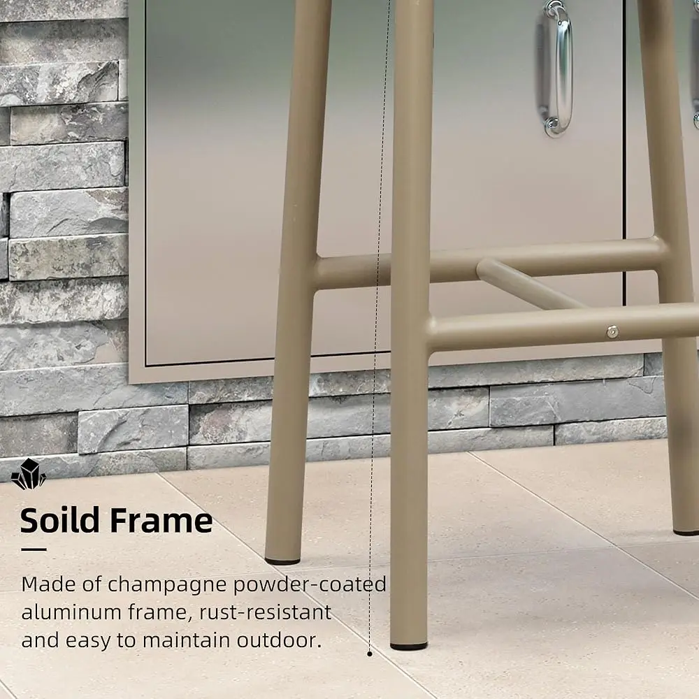 Outdoor Counter Height Stools Set Of 4 Aluminum Wicker Bar Stool With Ba For Backyard Pool Lawn Kitchen Patio Metal Barstool