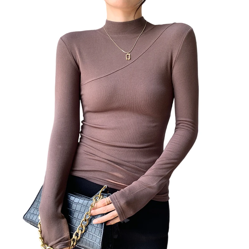 

Women Clothing for Winter and Autumn Long Sleeve Turtleneck Tops for Women Elastical Cotton Warmkeeping Women Undershirt