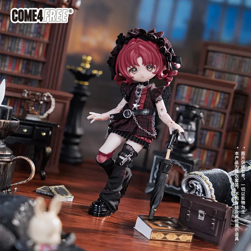 

New Come4free 1/12 Bjd Ob11 Doll Clothes Plaid Gothic Check Dress Set Fashion Outfit For Collectors Display And Decoration