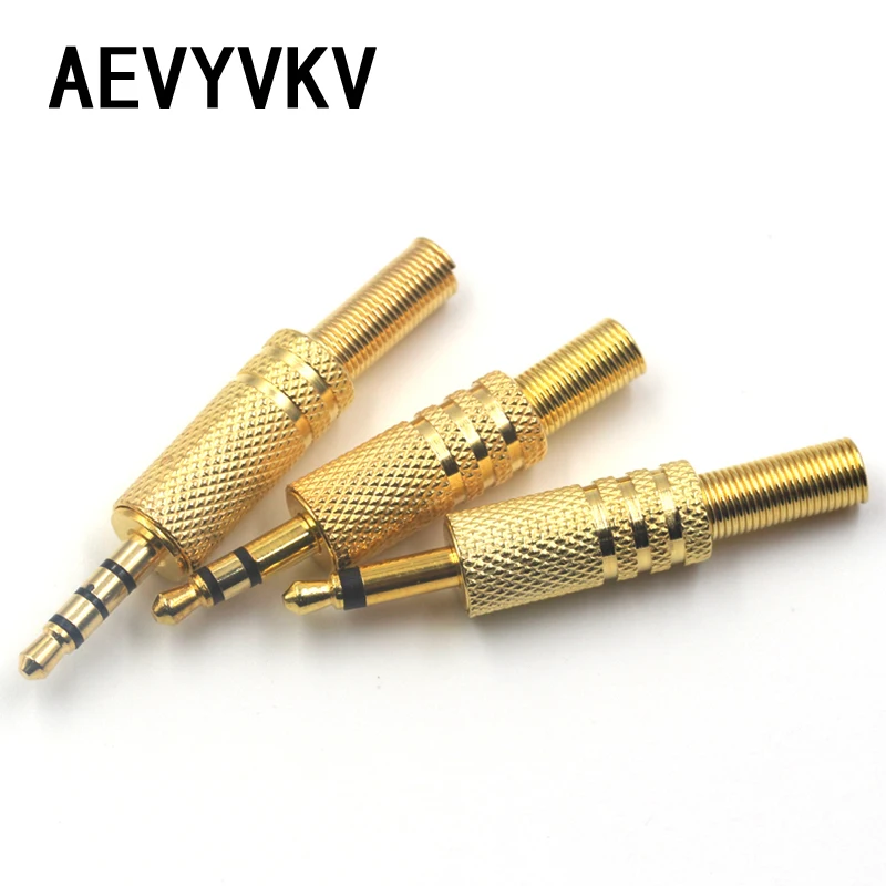 3.5mm TRS 2 3 4 Pole Audio Jack Replacement Stereo Headphone Repair Male Plug 3.5mm 1/8″ Stereo Audio Connectors Soldering Cable