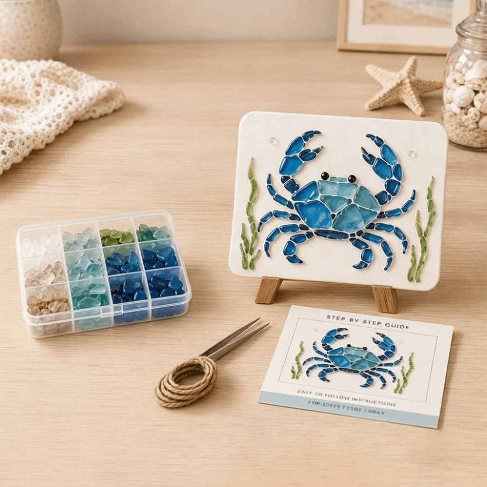 Glass Tiles Mosaic Kit Mosaic Craft Supply DIY Beginner Friendly Glass Mosaic Kit Glass Art Material Ocean Animals Arts