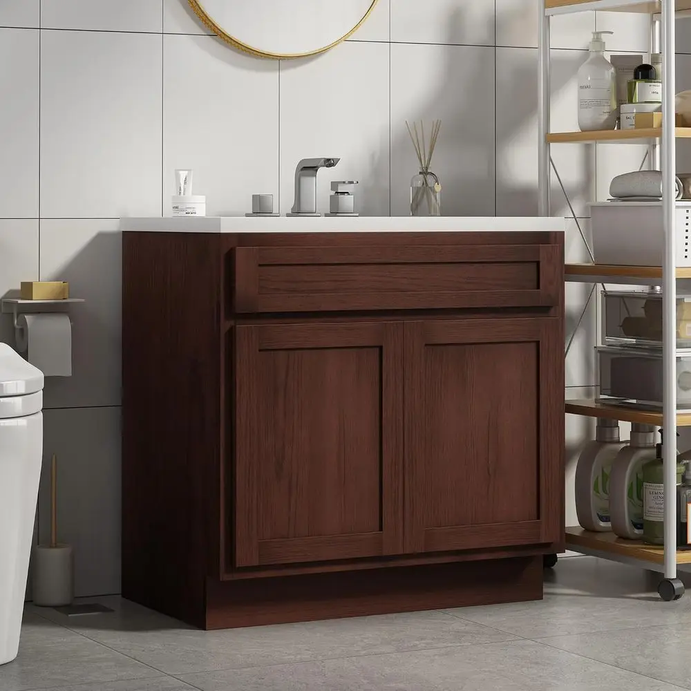 30 Inch Double Door Shaker Style Vanity Base Cabinet for Bathroom, Bedroom, Living Room, and Kitchen Storage VA4030