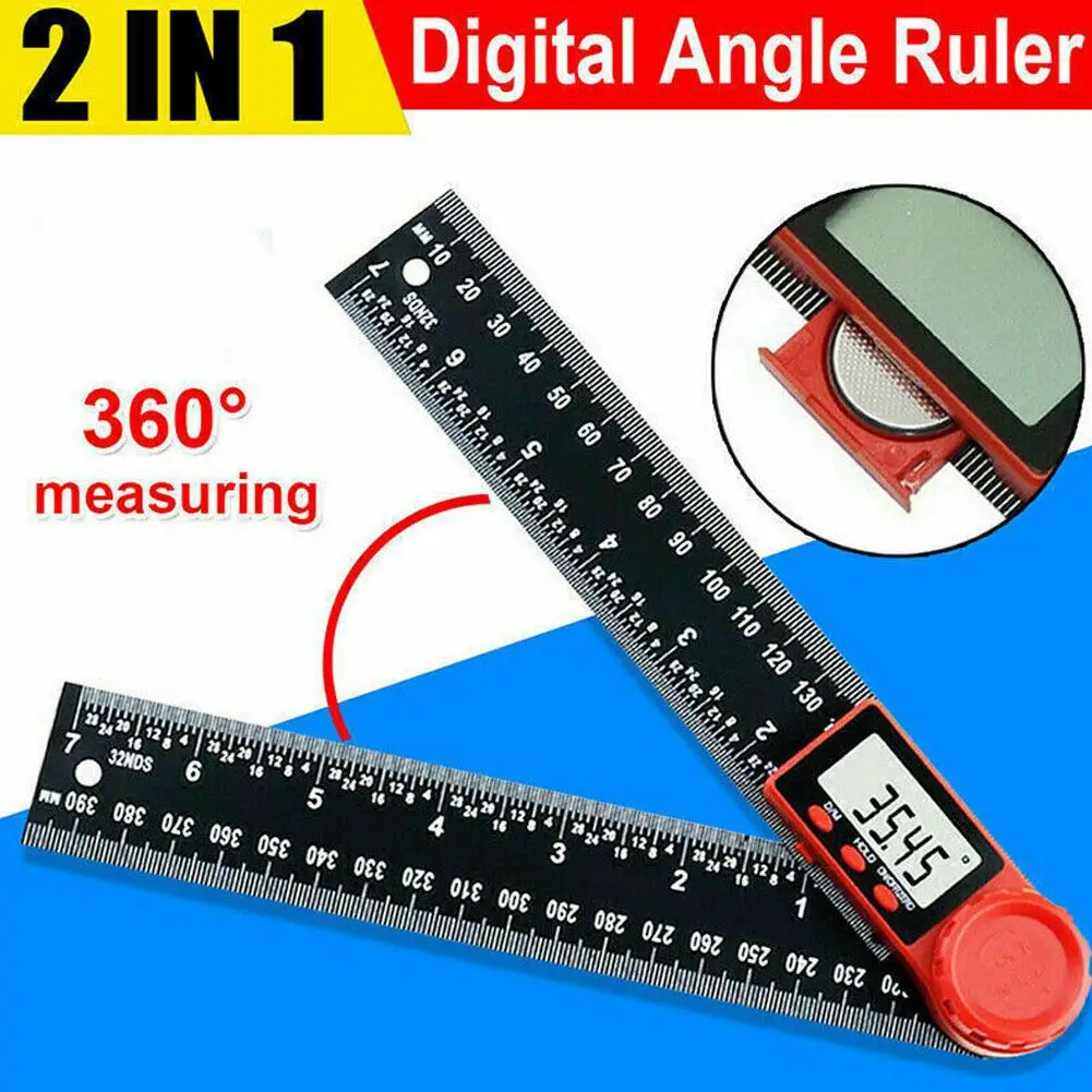 2-in-1 Digital Angle Meter Inclinometer Digital Angle Finder Angle Goniometer Tool Protractor Electronic Measuring Ruler A4Y1