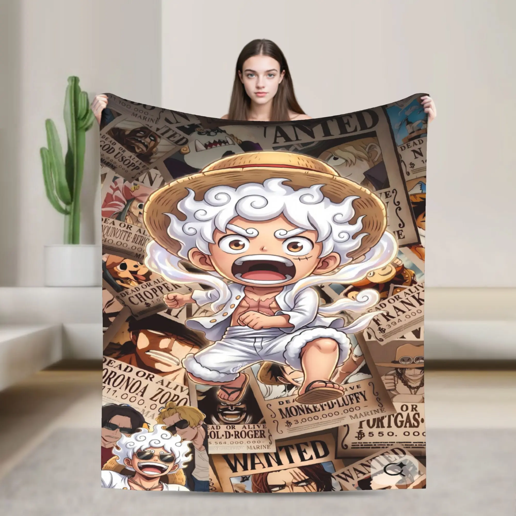 Anime one piece Luffy Gear Five Warm Blanket Girls Boys Plush Bedding Throws Couch Chair Flannel Bedspread Sofa Bed Cover
