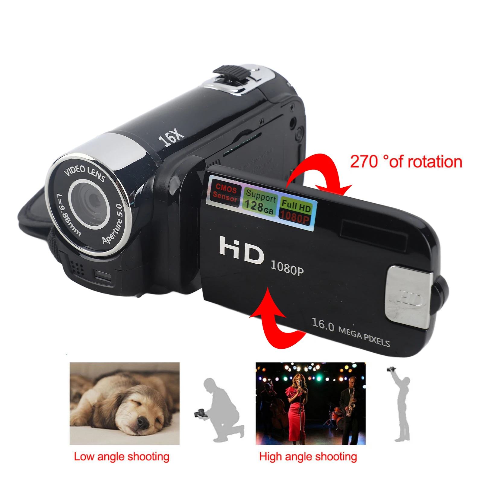 Câmera DV Full HD Rotação 16X Filmadora Digital de Alta Definição Câmera DV de Vídeo Filmadora Digital DV HD Câmera de Vídeo