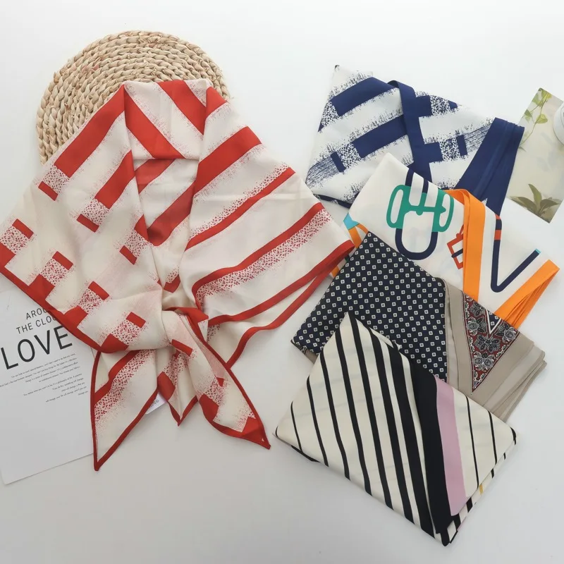 South Korea Striped Tube Top Triangular Binder Women's Elegant Twill Shawl Scarf Seaside Vacation Sun Protection Outer Scarf