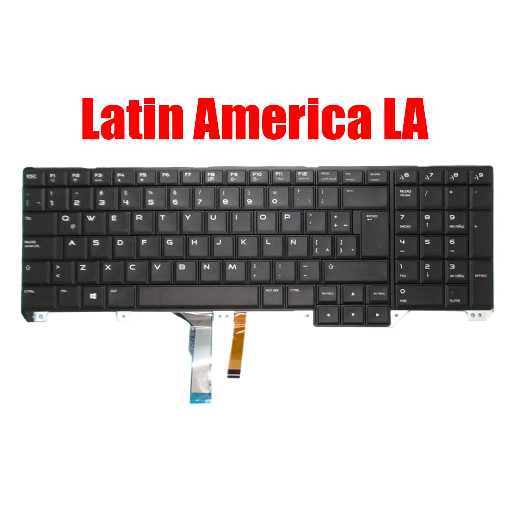 Latin America LA Laptop Keyboard For Alienware 17 R2 / 17 R3 0P0YHM P0YHM PK1318F1A19 NSK-LC1BC 1E  Black With Backlit
