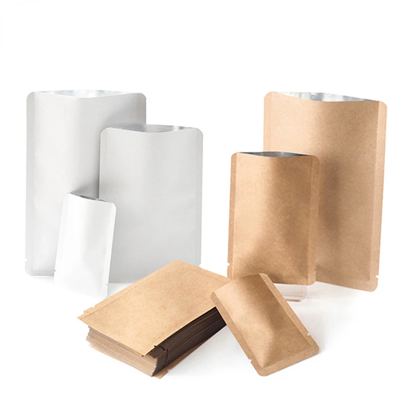 New Kraft Paper Round Corner Open Top Bag Ground Coffee Tea Powder Flour Liquid Chocolate Trail Heat Sealing Packaging Pouches