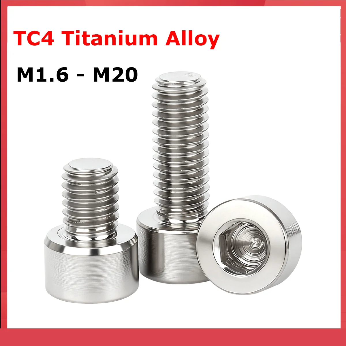 TC4 Titanium Alloy GR5 DIN912 Hex Socket Head Cap Screw M1.6 M2 M2.5 M3 M4 M5 M6 M8 M10 M12 M16 M20 Hexagon Allen Key Bolt Screw