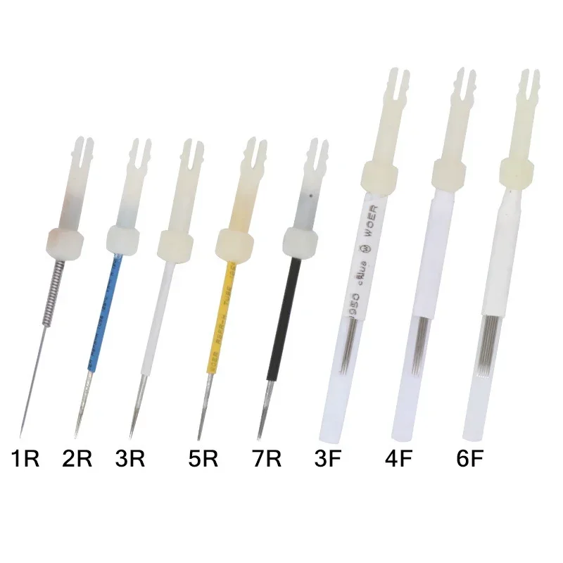 50pcs 1R/3R/5R/7R/3F/4F/6F Needles For Permanent Makeup Dragon Permanent Makeup Machine Double Plug Mosaic Tattoo Needles