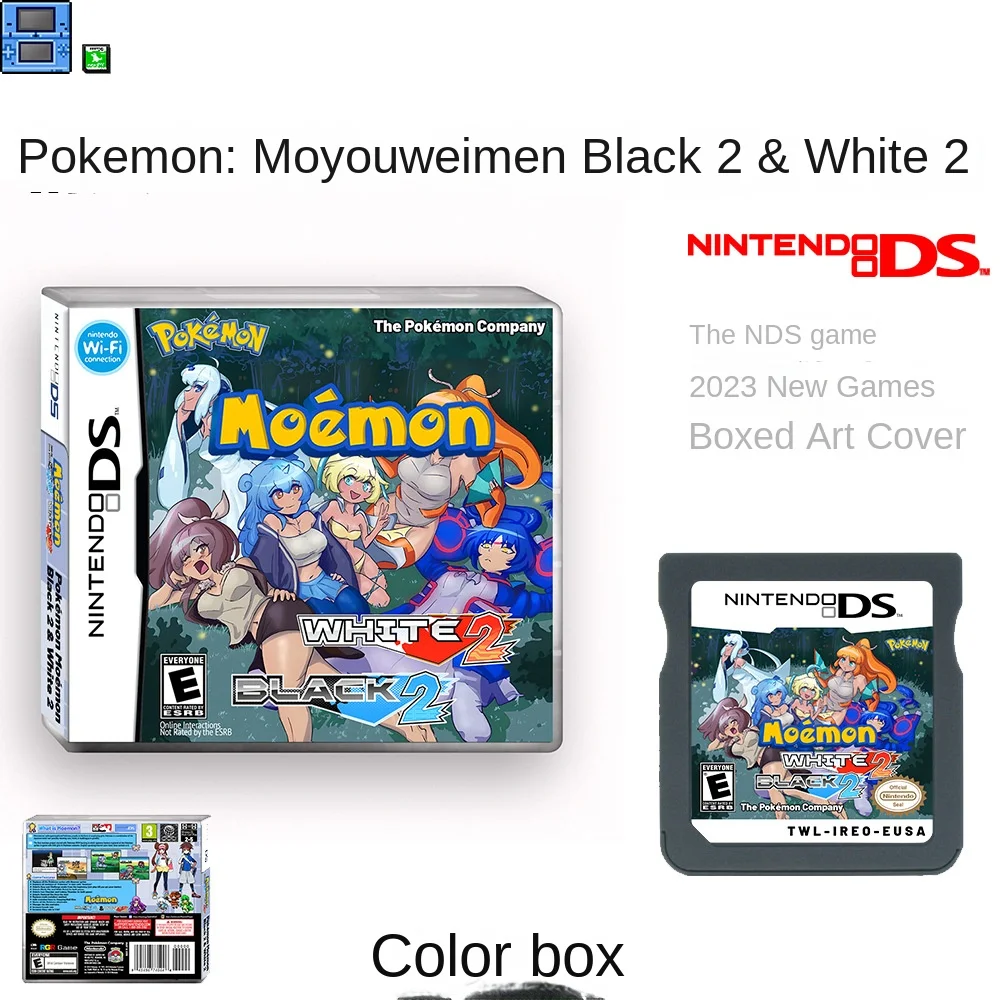 Moemon, Black 2 and White 2 Boxed US English Pokemon NDS Game Card