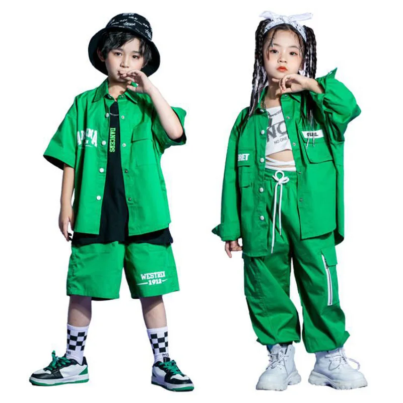 

Kids Kpop Hip Hop Clothing Shirt Tee Tank Top Streetwear Cargo Jogger Pants Shorts for Girls Boys Jazz Dance Costume Clothes