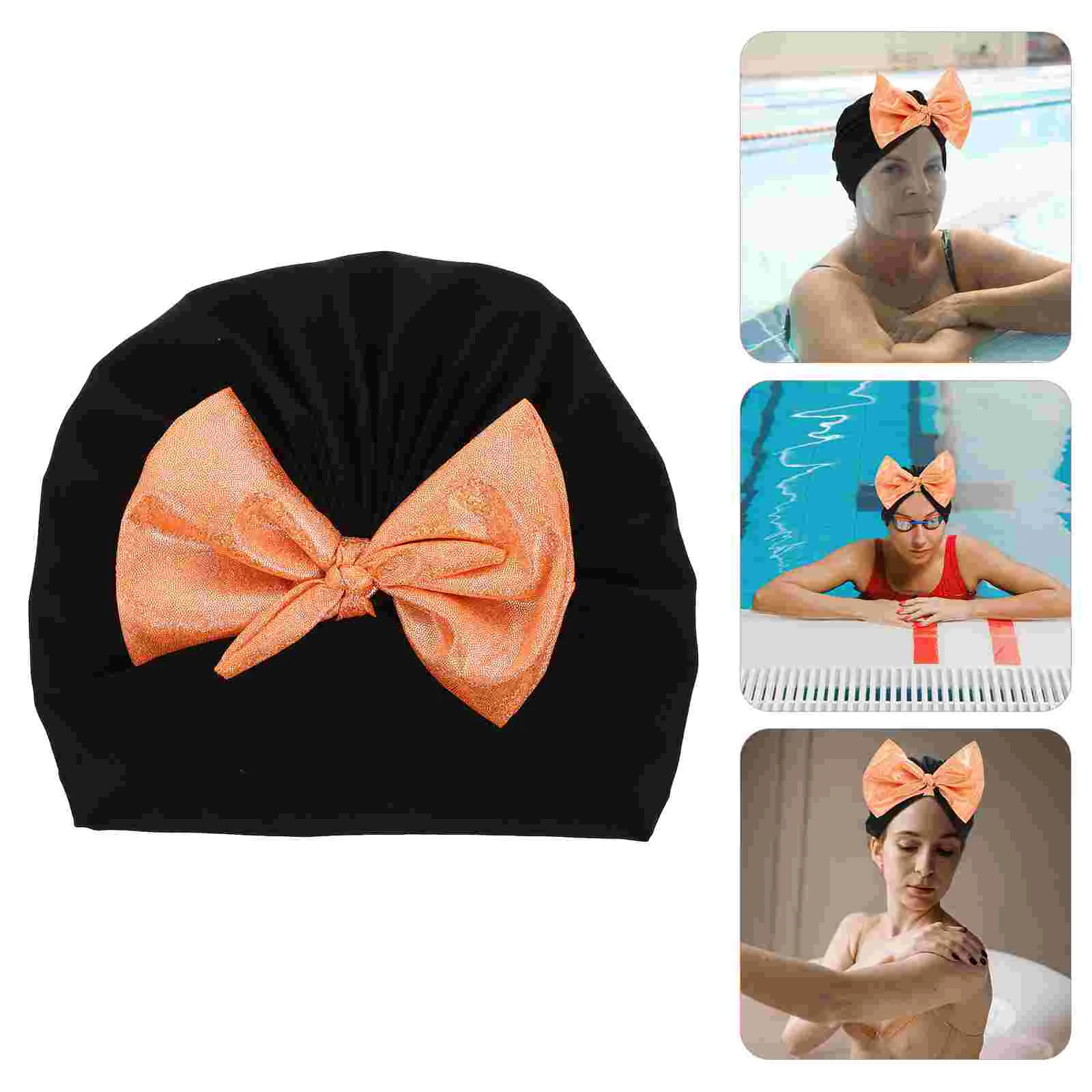 Swim Hat For Women Swimming Cap Caps Shower Orange Decorative Women's