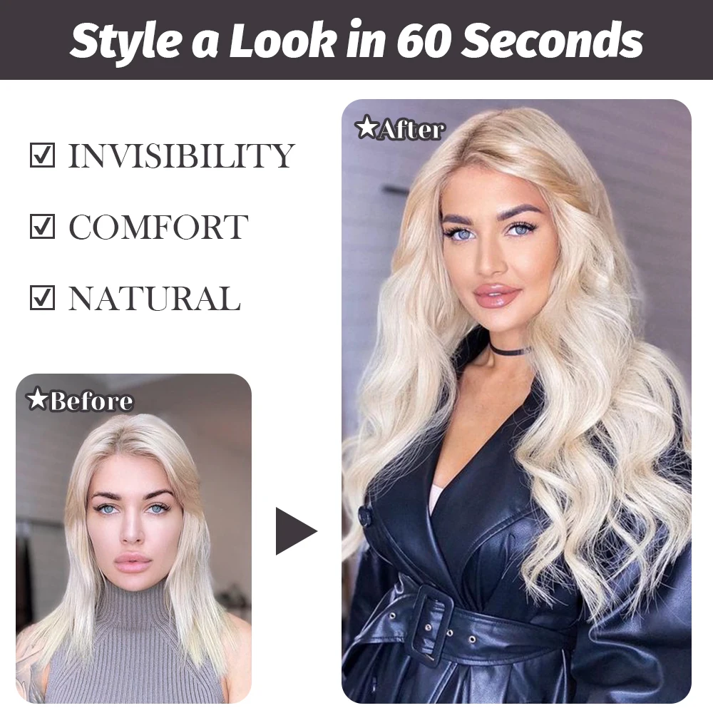 Clip In Hair Extensions 4 PCS Full Head 22 Inch Long Curly Synthetic Hair Pieces Natural Water Wavy For Women Girls Hair