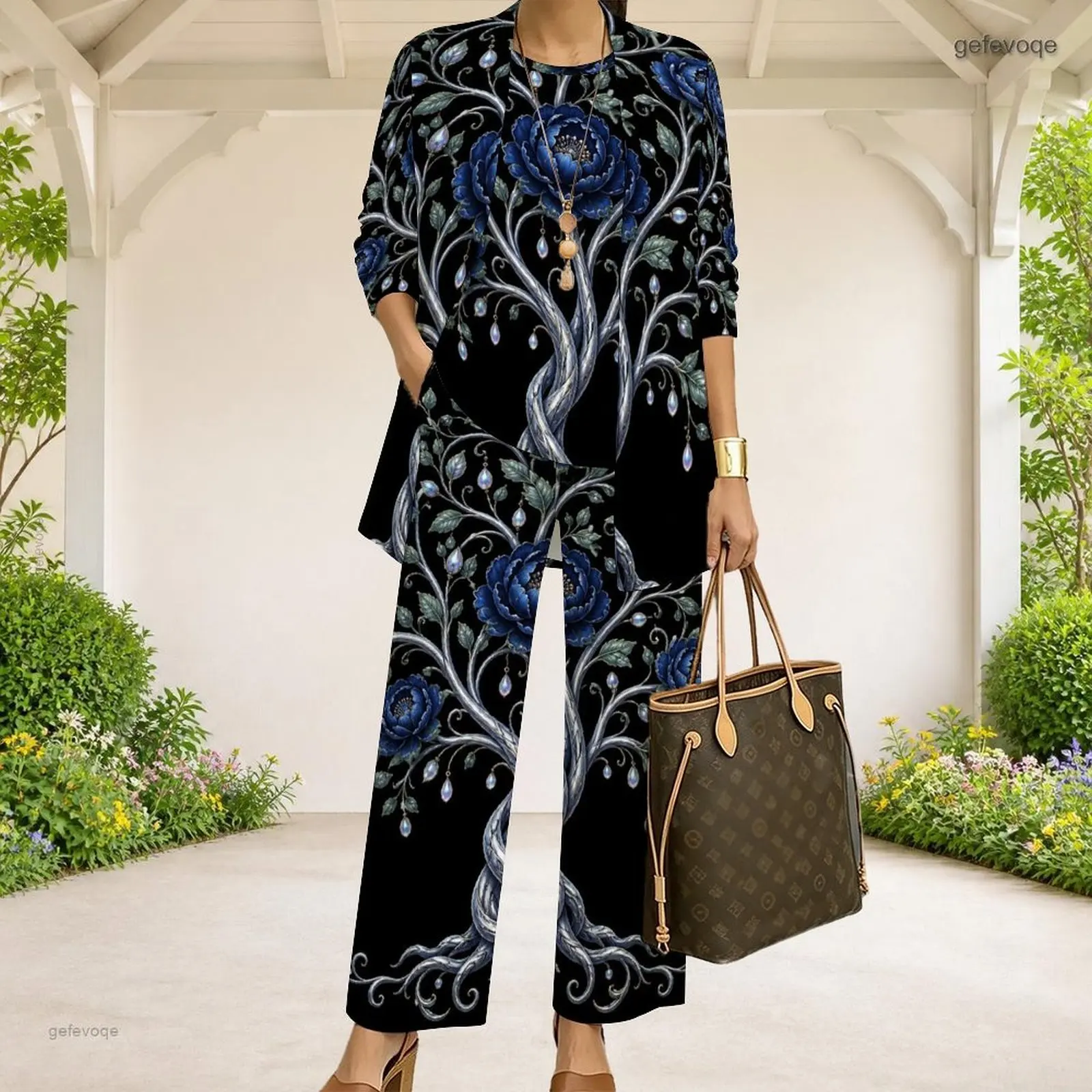 Women Halloween Pumpkin Ghost Bat Print 3 Piece Pants Set 3/4 Sleeve Cardigan Tank Top Long Pants