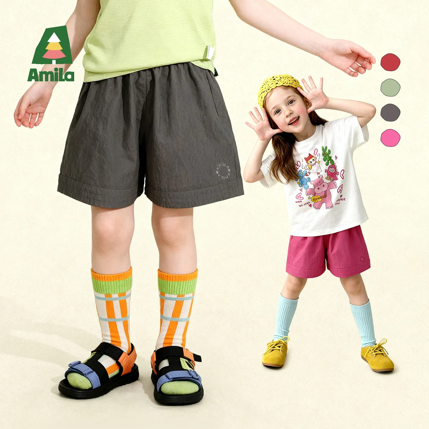 Amila 2026 Summer New Children's Simple And Casual Shorts Soft And Skin-Friendly Perfect For Daily Street Wear Refreshing Pants