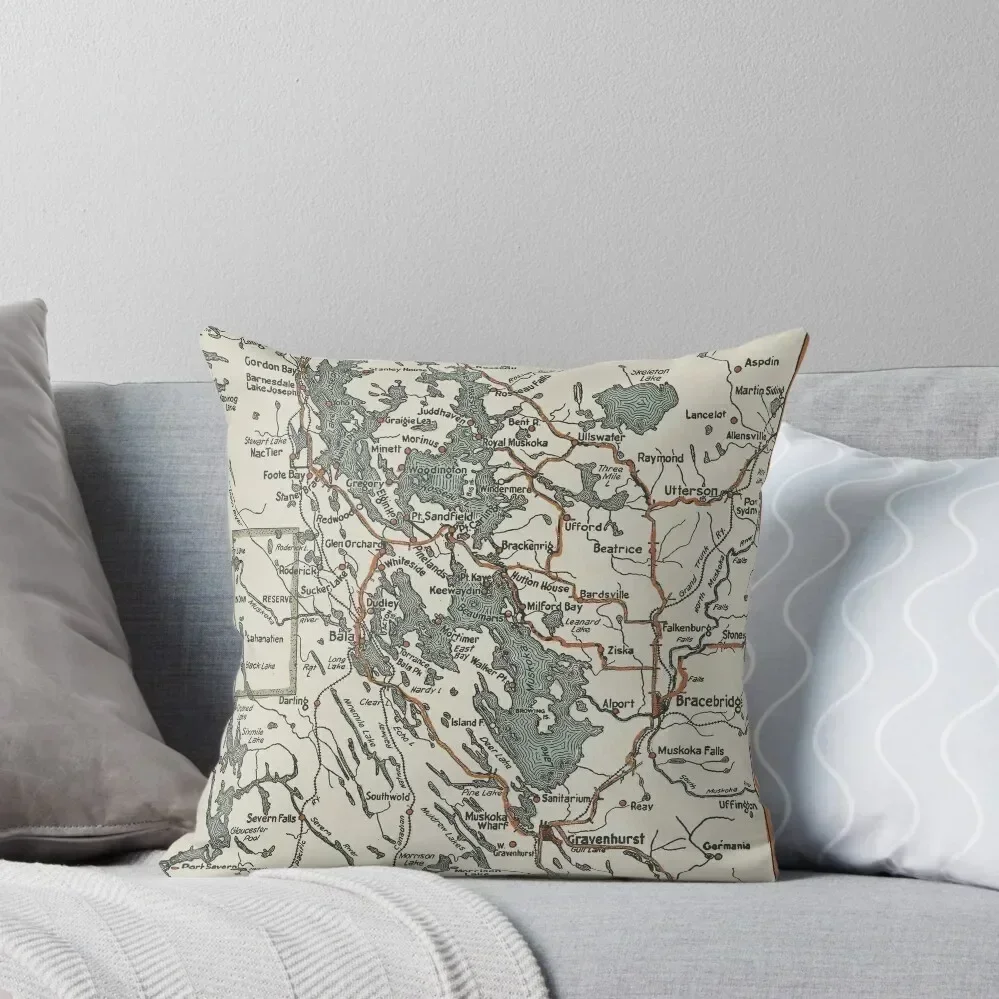 

Vintage Muskoka Lakes Map Throw Pillow Sofa Pillow Cover pillow cover luxury Christmas Pillows Decorative pillowcase