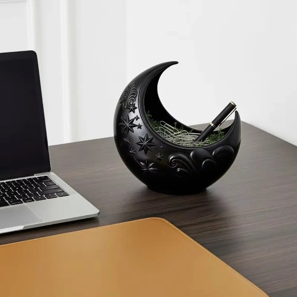 Embossed Star Pattern Crescent Moon Flower Pot Plastic Decorative Jewelry Storage Tray 3D Printing Plants Flower Pot
