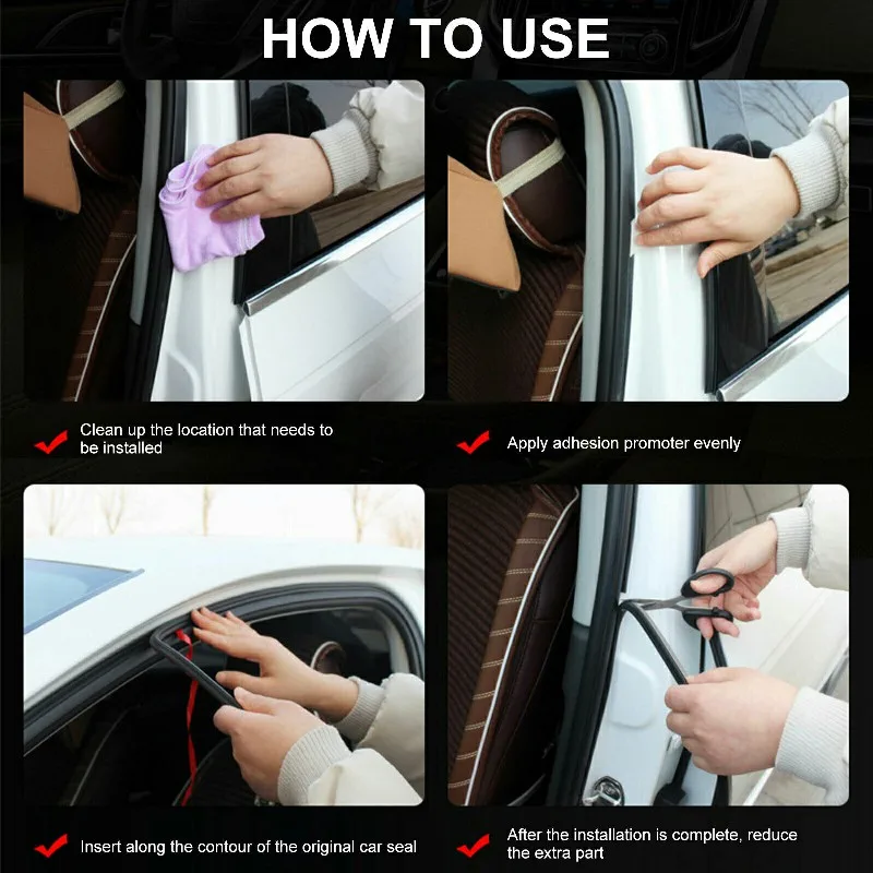 5Meters Car Door Seal Strips Sticker B Shape Weatherstrip Rubber Seals Sound Insulation Sealing Automobiles Interior Accessories