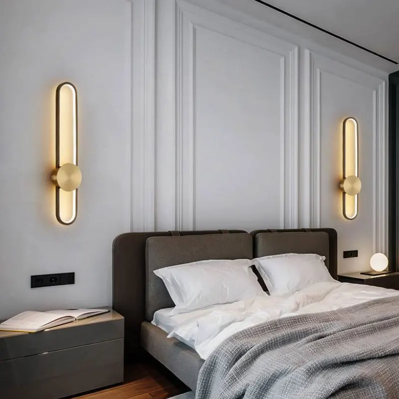 Nordic minimalist wall lamp decoration background wall bedroom living room wall lamp creative corridor foyer dining room LED str