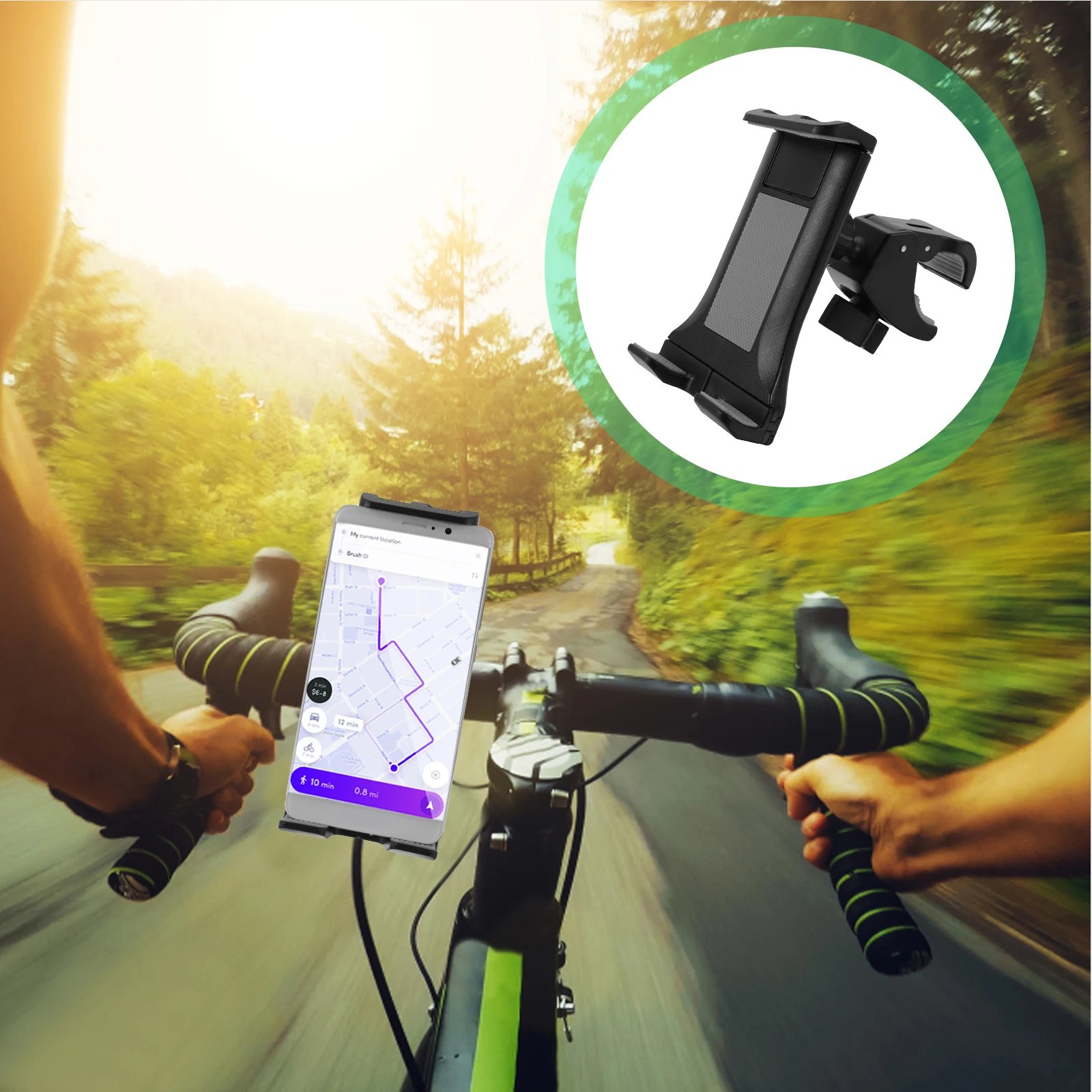 

Exercise Bike Phone Holder ABS Rubber Mount Stand for Treadmill Stroller Tablet Mount Phone Stand Bracket Secure Grip