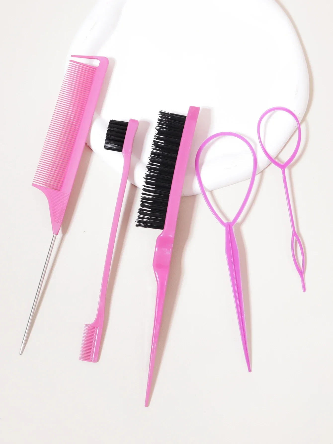 ヘアブラシと三つ編みセット、5個/セット、ティアコームブラシ、エッジブラシ、三つ編みツール、ヘアブレードツール、女性と男性に最適
