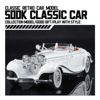 Modèle de voiture vintage en alliage 1:24, classique pour les séries 500K et CLK-GTR, adapté à la collection et à l'affichage des jeunes