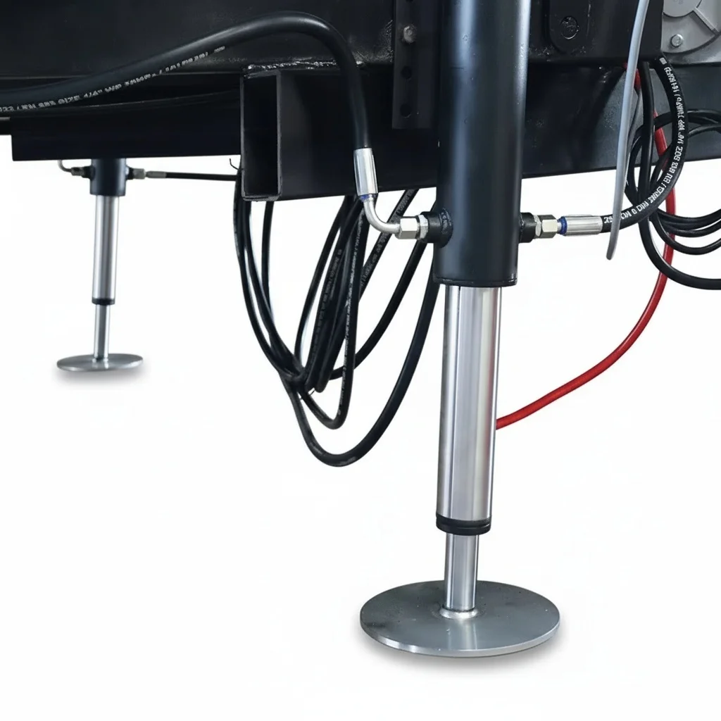 Hydraulic Automatic Leveling System, 24V 4 Pcs Steel Telescopic Outriggers, Heavy Duty Support for RV, Motorhome, Caravan Camper