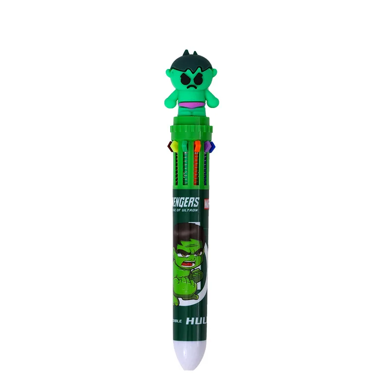 6-36pcs cartoon Spider-Man, Hulk, Batman 10 color ballpoint pen press pen, color marker multi-function stationery image 6