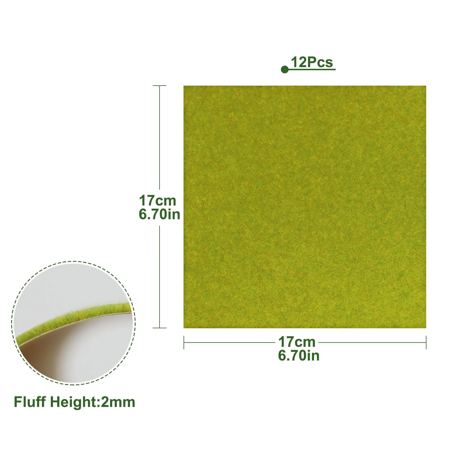 CP17103 17cmX17cm 12pcs Autumn Green Grass Mat Artificial Lawn Carpet for DIY Project Model Layout Evemodel