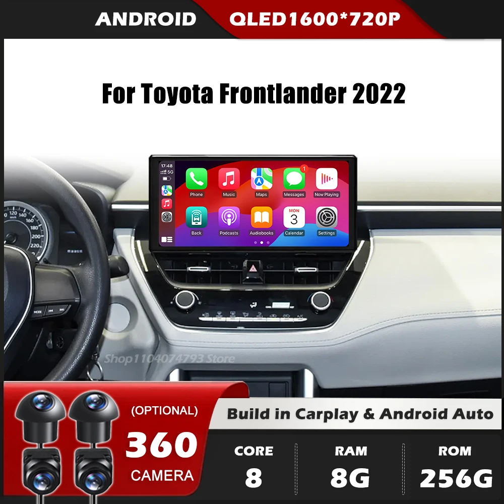 Для Toyota Frontlander 2022 10,33-дюймовый автомобильный радиоприемник, мультимедийный видеоплеер, навигация, GPS, Android, авто, Carplay, Bluetooth, WIFI, 4G