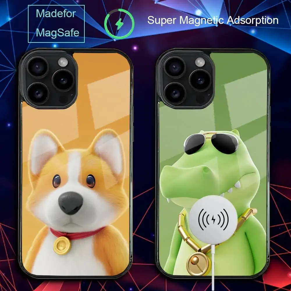 

Чехол для телефона с изображением животных P-Party Game для iPhone 17,16,15,14,13,12,11, Pro, Max, Plus, Mini, SE4, E с магнитной беспроводной зарядкой Magsafe