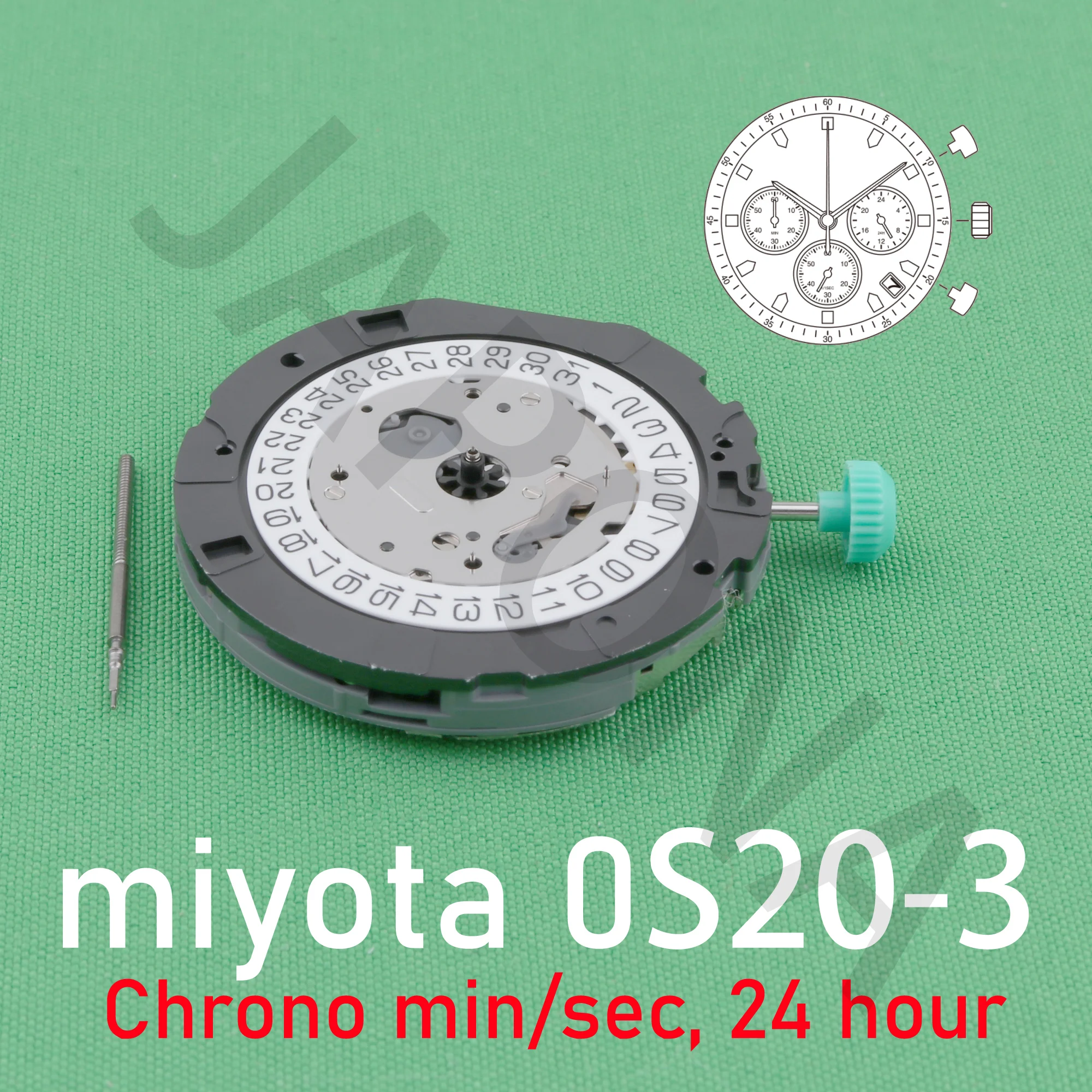 0s20 movement miyota 0S20-3 movement Chronograph movement japan movenment Can incorporate tachymeter function  miyota OS20 OS2O