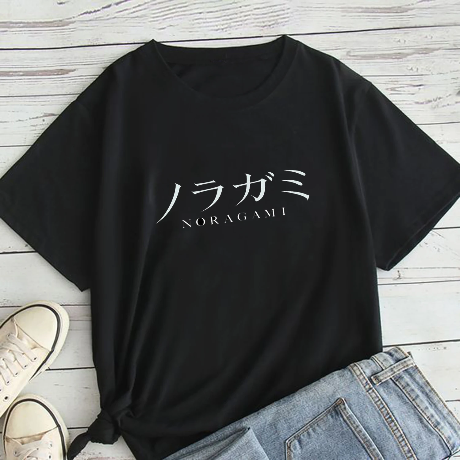 Noragami Yato T Shirt Women Anime Noragami Yato Tshirt Female Graphic Print Tee Shirt Casual Japanese Anime Manga Black Tops