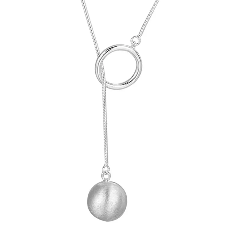 Collier en forme de boule simple géométrique pour femme, argent regardé 925, bijoux fins de fiançailles réglables, fête de mariage, cadeau d'anniversaire