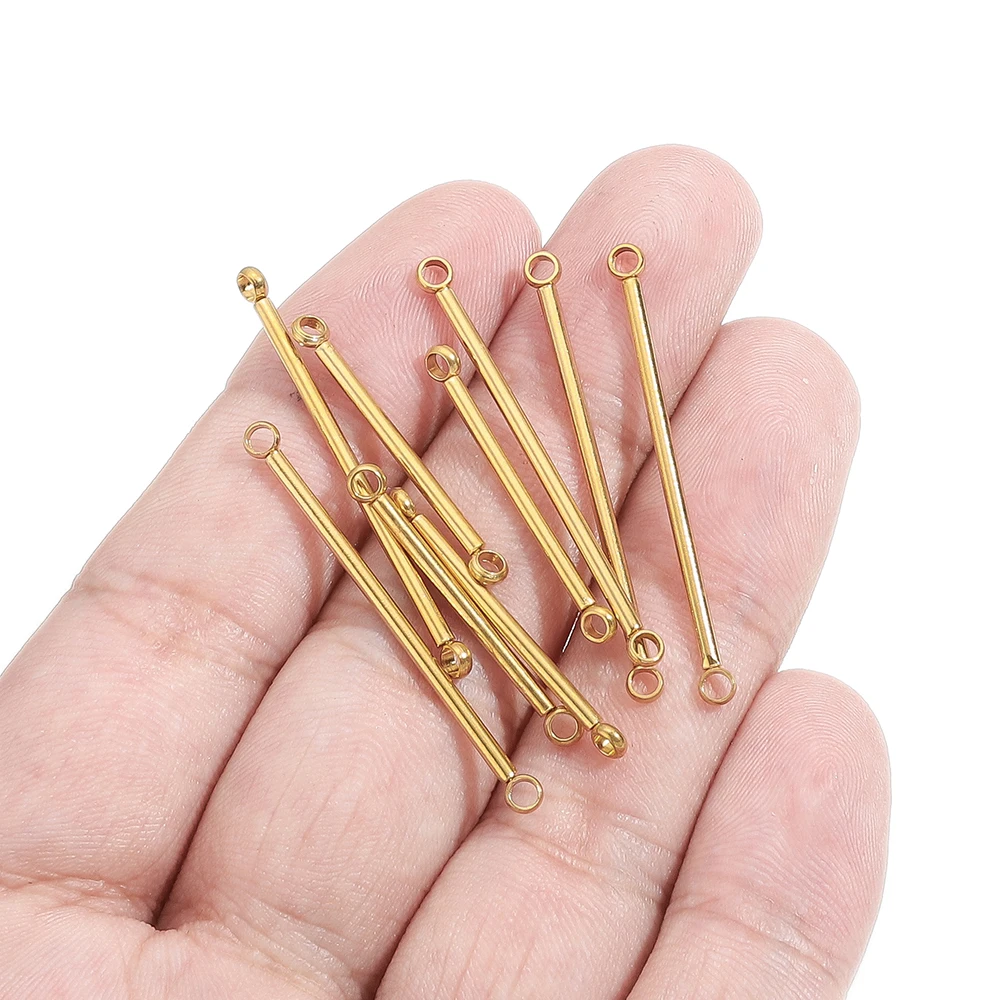 10pcs Stainless Steel Double Cylinder Rod Earrings Connectors for DIY Jewelry Simple Handmade Earrings Accessories Making Crafts