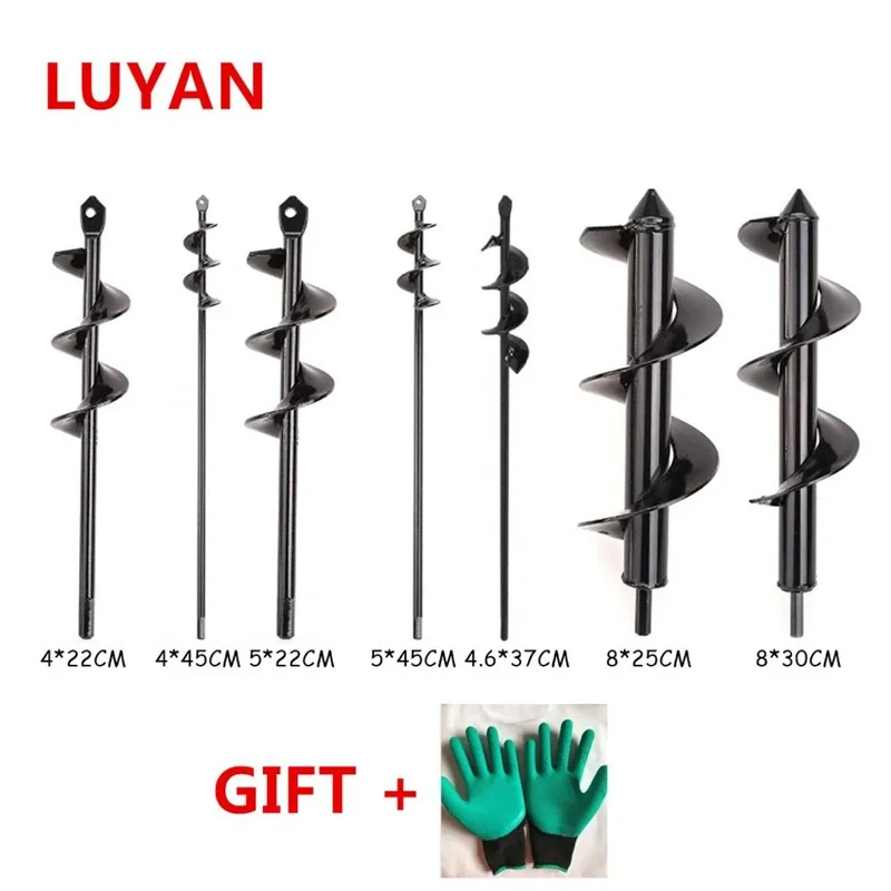 Garden Auger Spiral Drill Bit Flower Planter Bulb Shaft Auger Yard Gardening Earth Drill Planting Hole Digger Tool