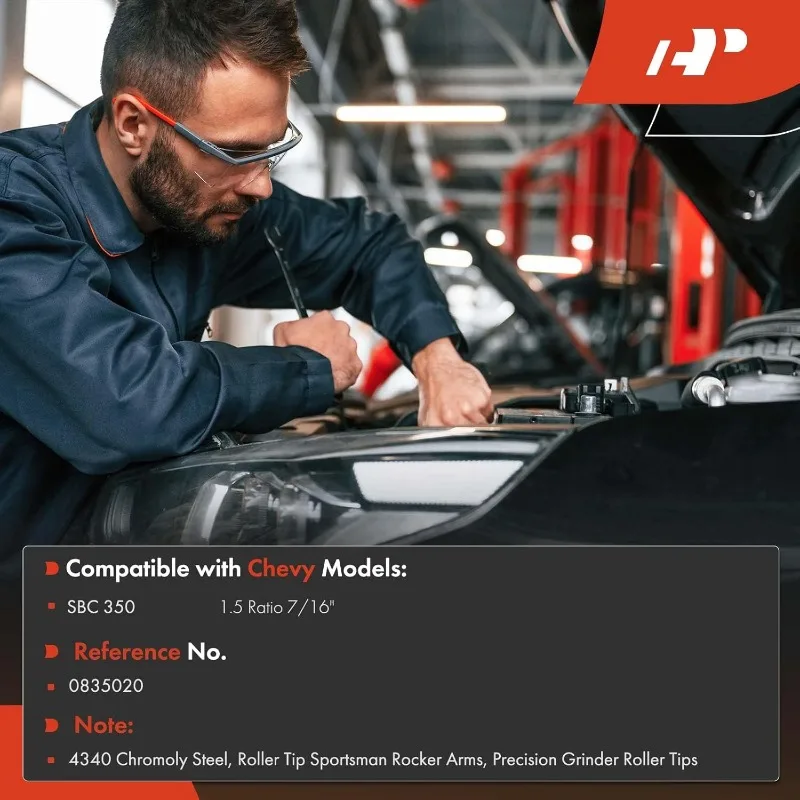 أذرع الروك الدوارة للمحرك المصنوعة من سبائك الصلب مكونة من 16 قطعة من A-Premium (نسبة 1.5) متوافقة مع الأزرار الصغيرة SBC 350، 7/16 بوصة