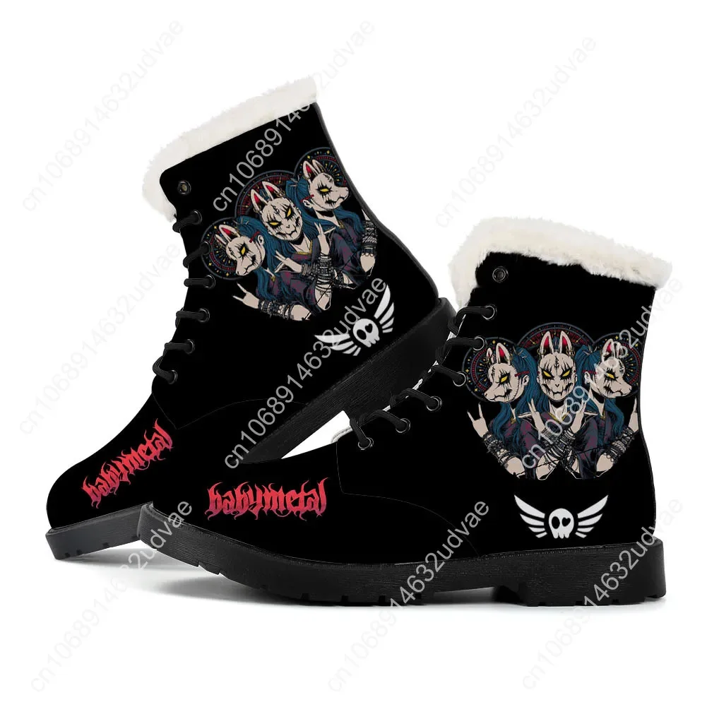 Babymetal Japan Band Plush Boots Mens Womens Casual Shoes Hip-hop Rock Outdoor Keep Warm Leather Boot High Quality Custom Shoe